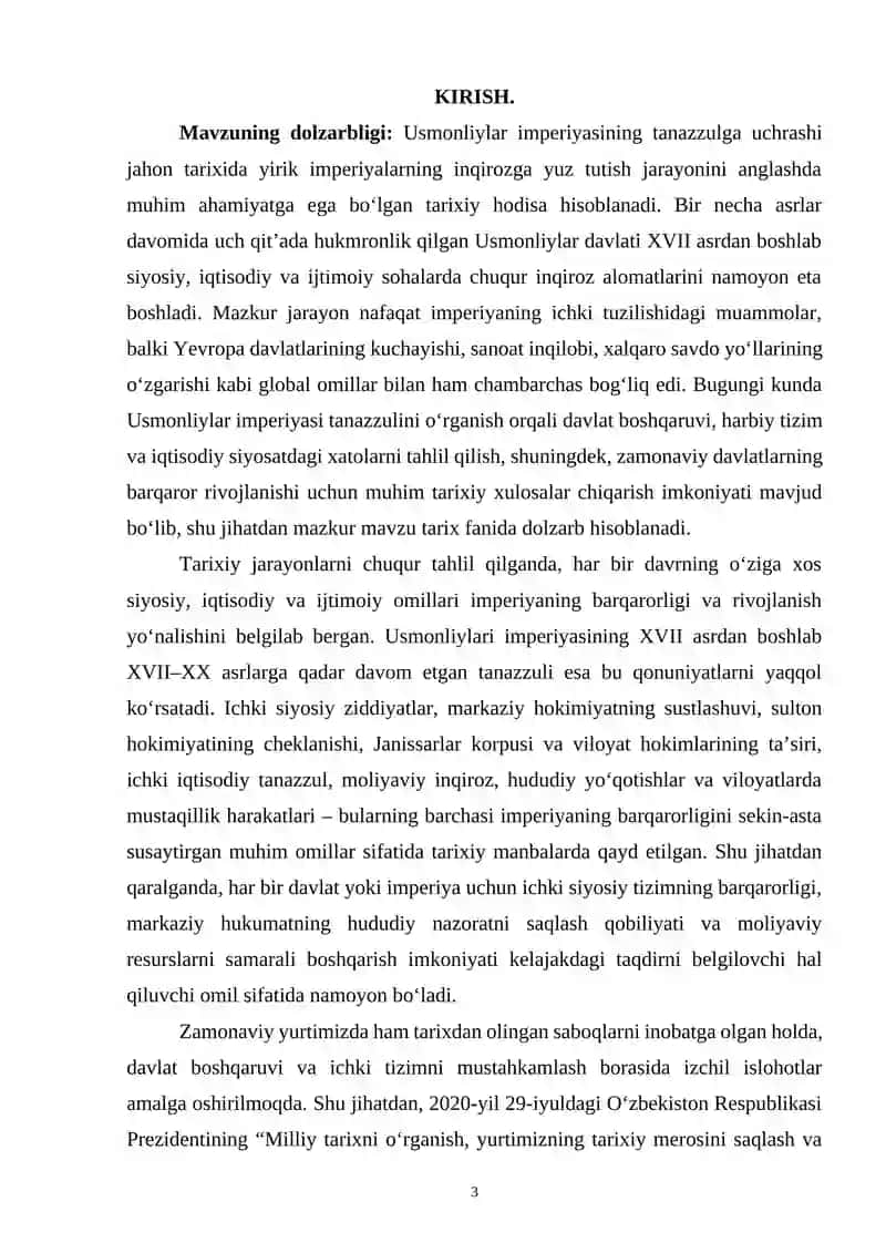 USMONLIYLAR IMPERIYASINING TANAZZULGA UCHRASHI 3
