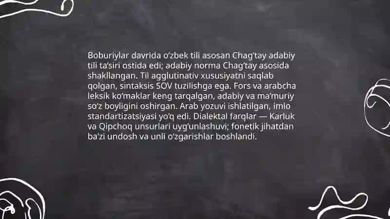 Boburiylar davrida o‘zbek tilshunosligi 3