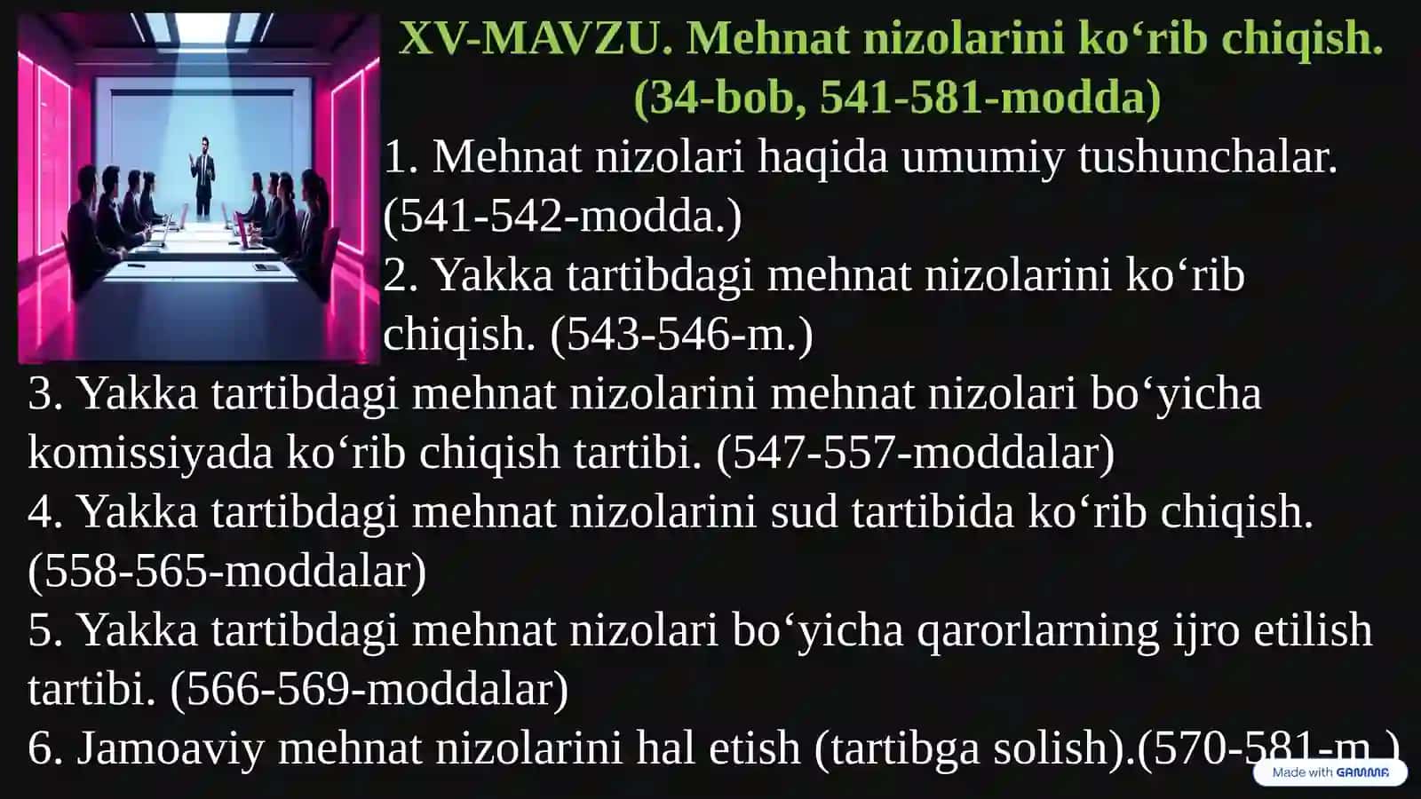 MEHNAT NIZOLARINI KOʻRIB CHIQISH 3