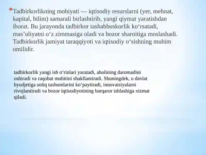 Tadbirkorlik faoliyati tushunchasi 3