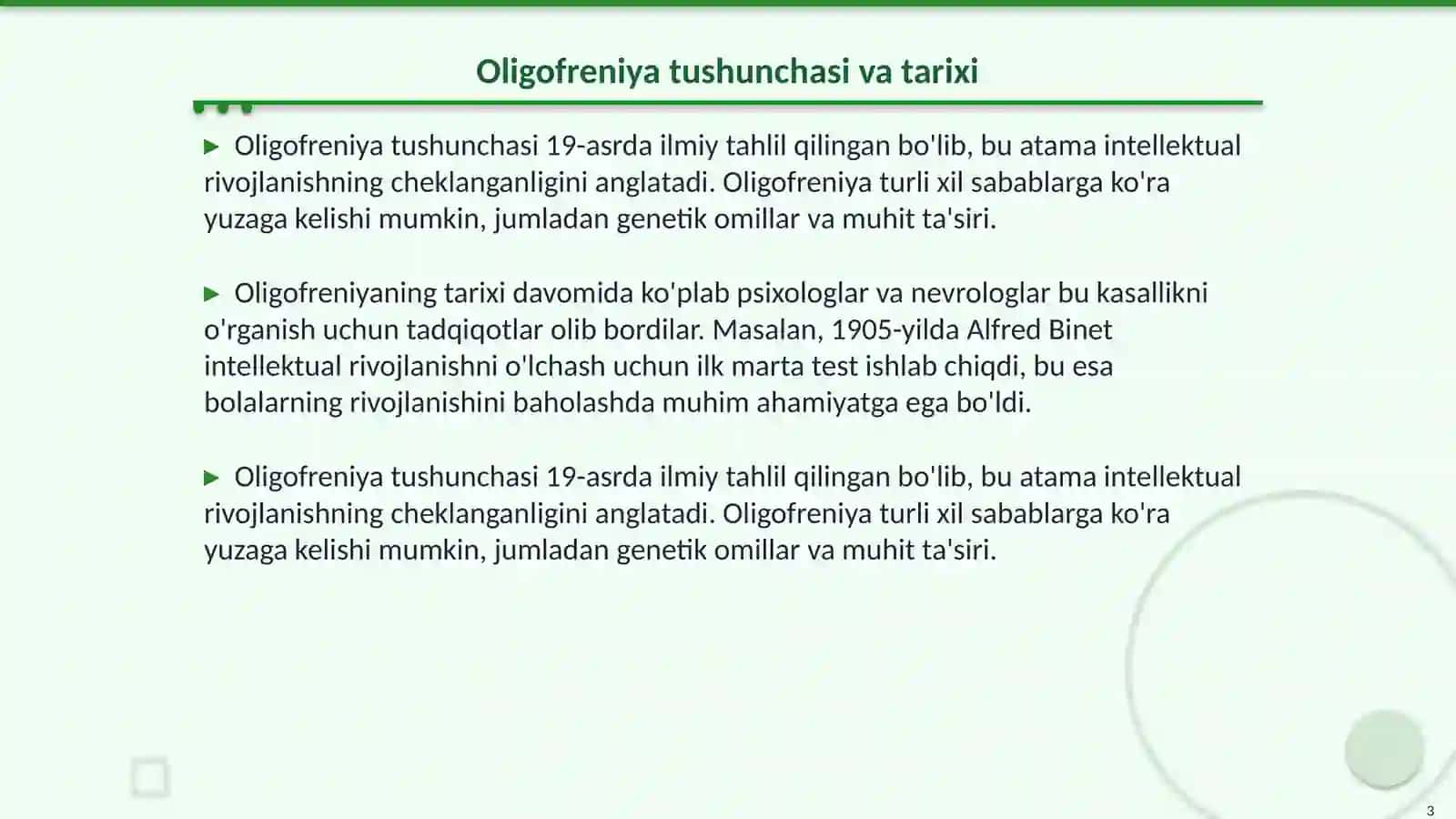 Oligofren bolalar tasnifi 3
