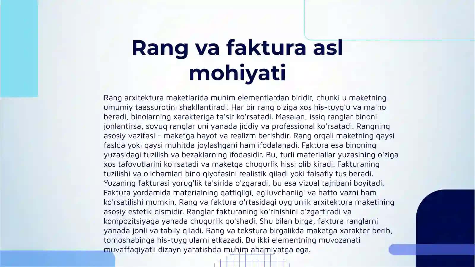 ARXITEKTURA MAKETLARIDA RANG VA FAKTURANING ROLI 3