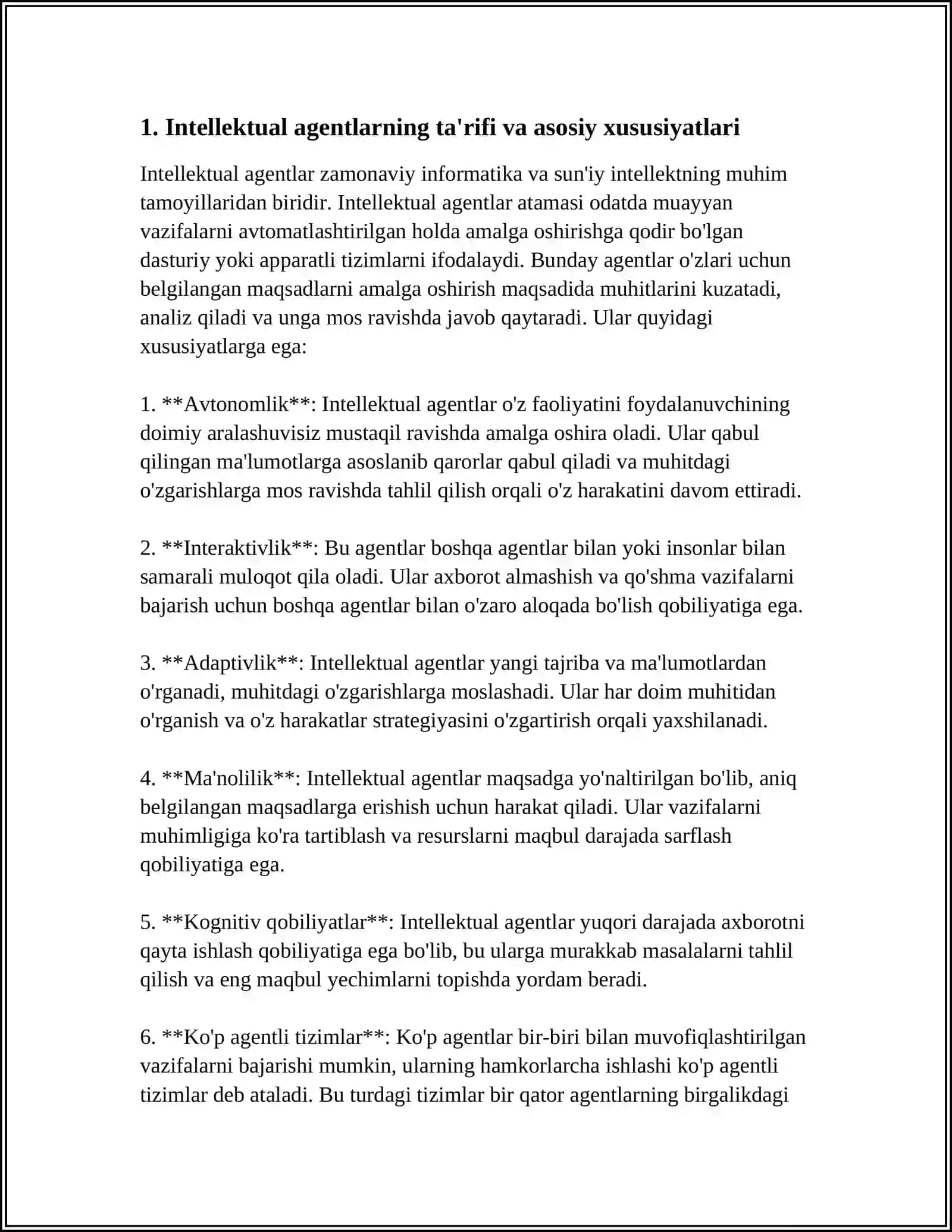 INTELLEKTUAL AGENTLAR VA ULARNING ARXITEKTURASI 3