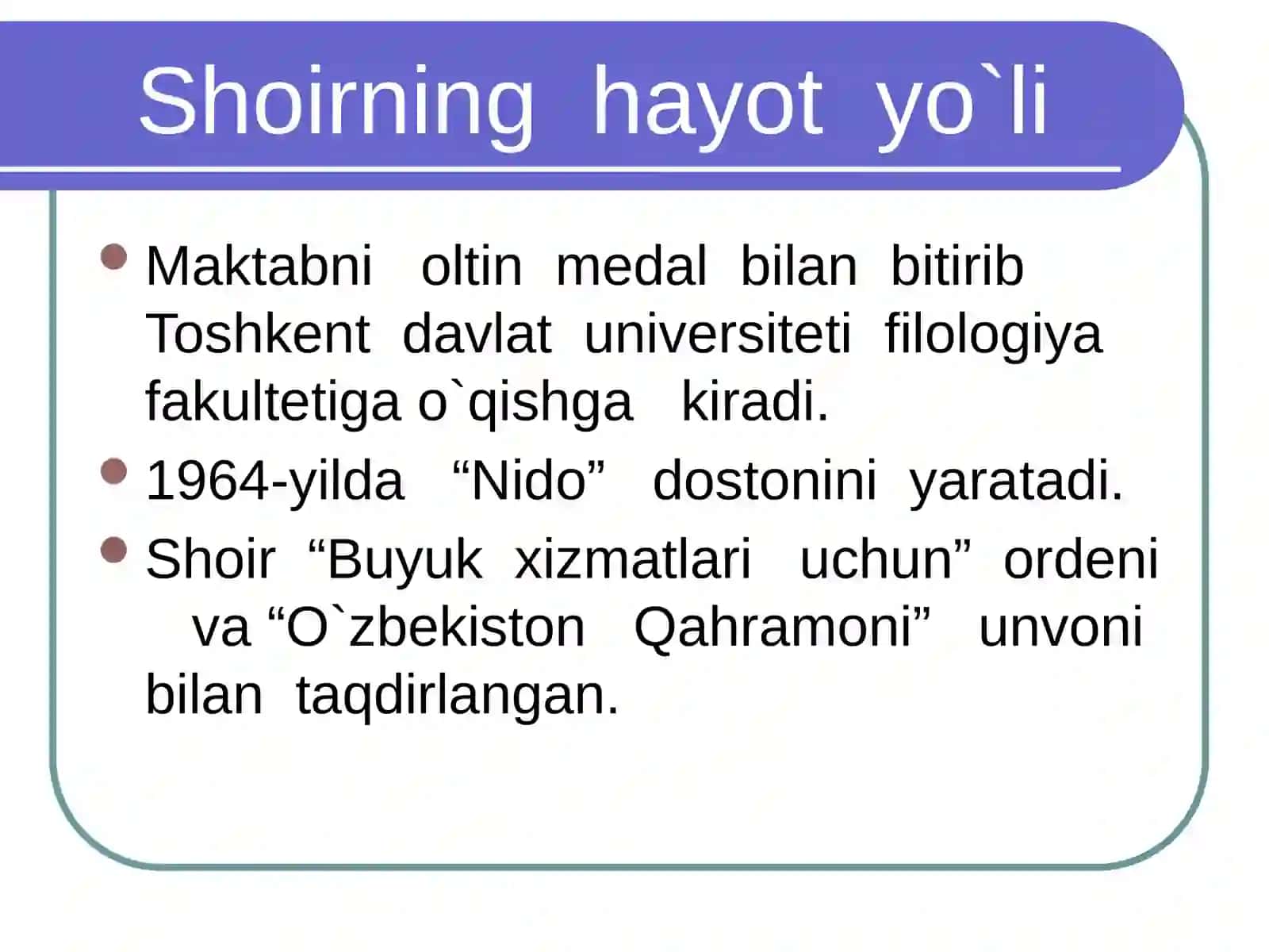 E.Vohidov hayot yo`li 3