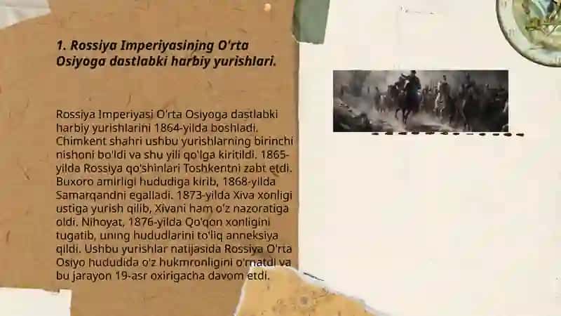 Rossiya imperiyasining O'rta Osiyoga harbiy yurishlari. 3