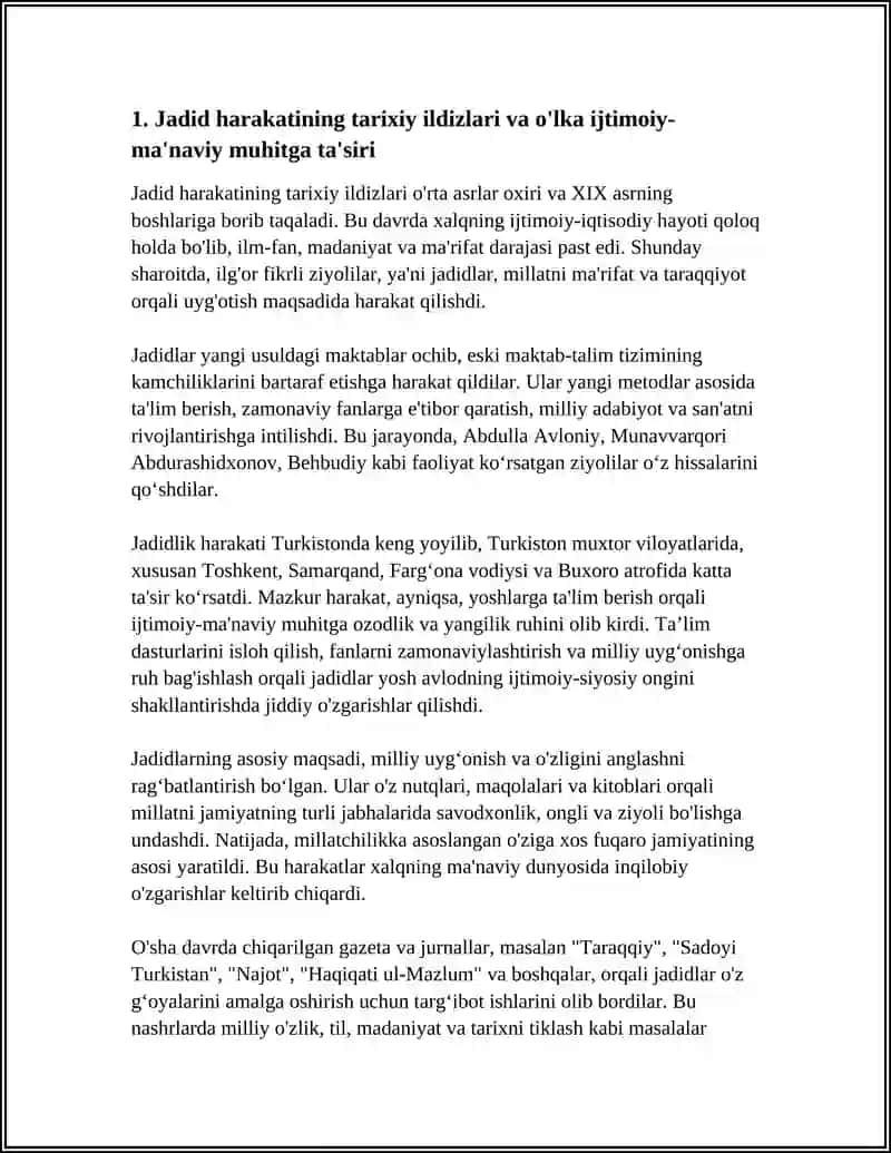 JADID MA'RIFATPARVARLARINING O'LKA IJTIMOIY-MA'NAVIY HAYOTIDA TUTGAN O'RNI 3