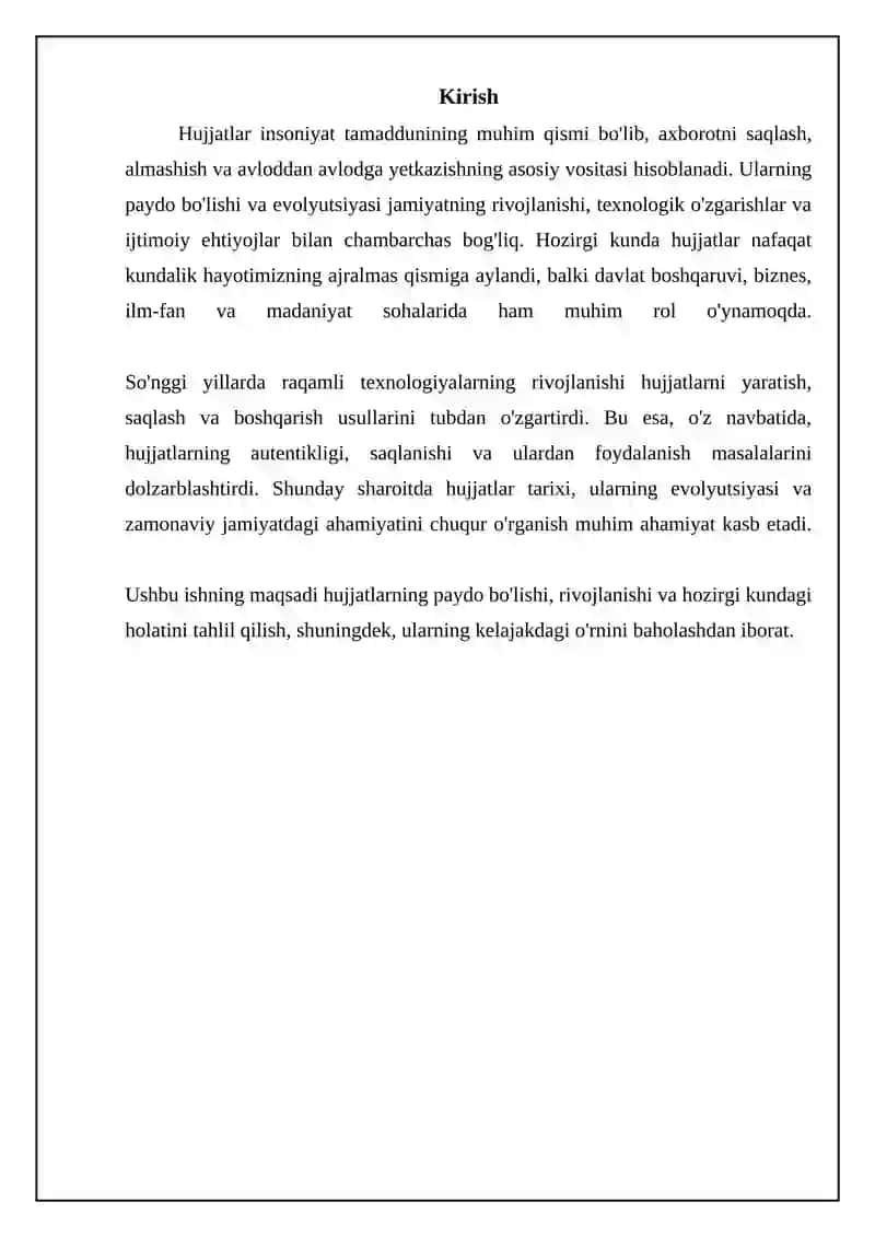 Hujjatlarning paydo bo'lishi va evolyutsiyasi 3