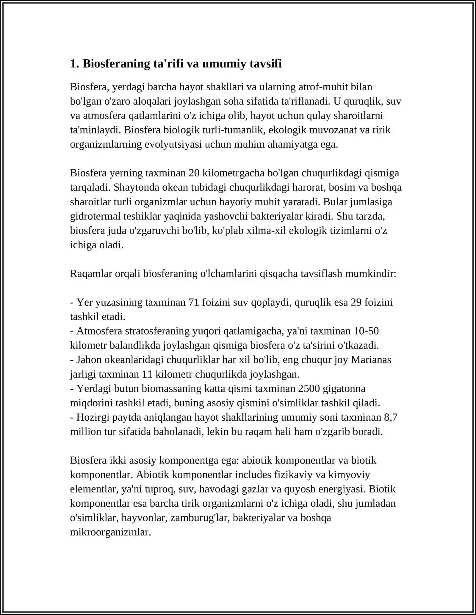 Biosfera Tuzilishi va Vazifasi 3