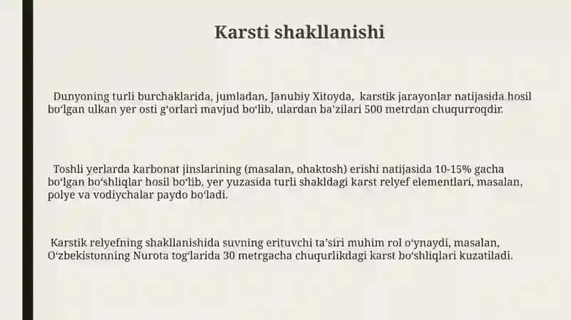 Karsti shakllanishi 3