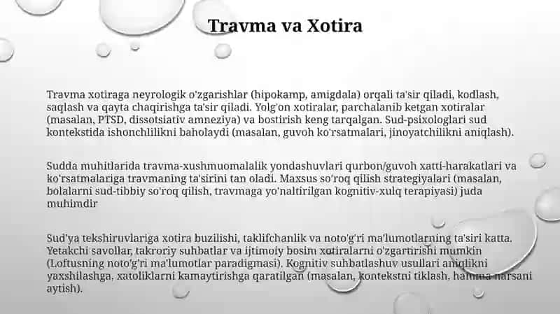 Xotira psixalogiyasining asosiy qonuniyatlari 3