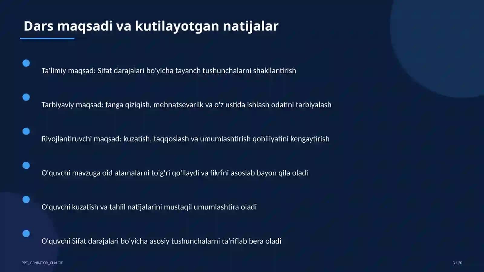Sifat darajalari (6-sinf) 3