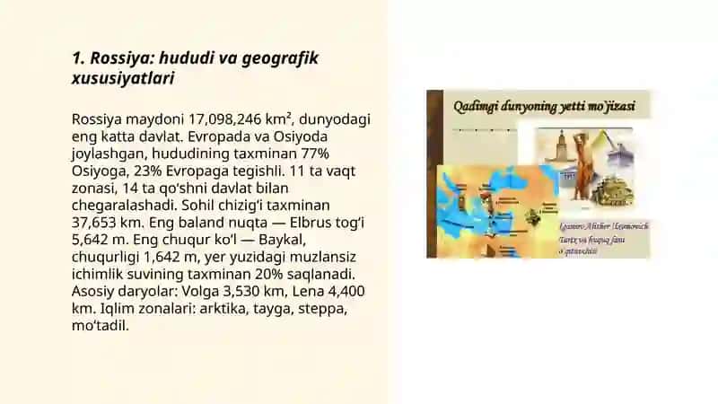 Dunyoning yirik oʼlkalari toʼgʼrisida taqdimod 3