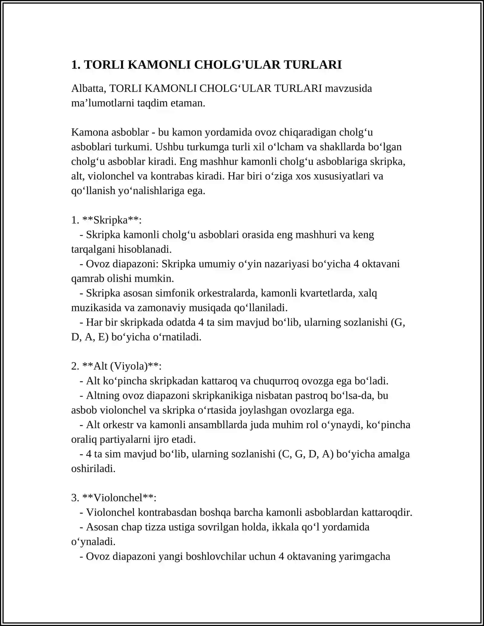 TORLI KAMONLI CHOLG'ULAR VA MUSIQIY ASARLAR USTIDA ISHLASH 3