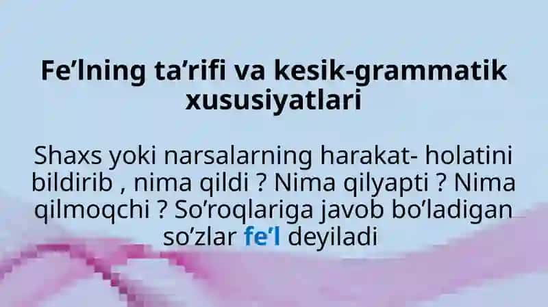 Fe’lso’z turkumi 3