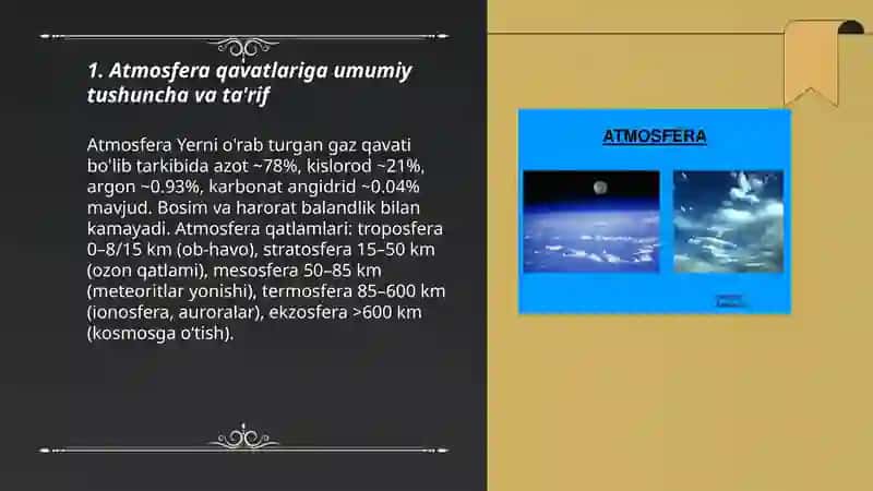 Atmosfera qavatlariga umumiy tarif 3