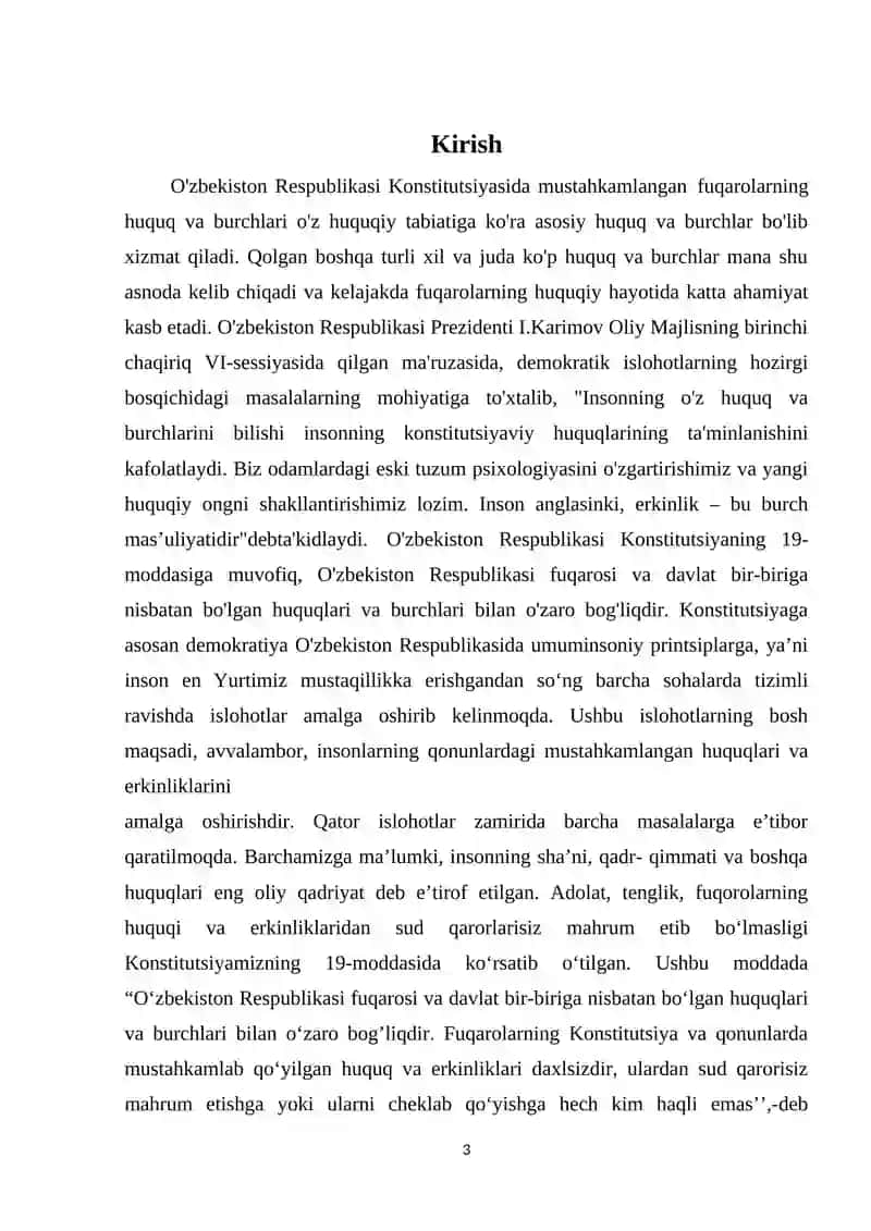 “Shaxs va fuqarolarning asosiy majburiyatlari va burchlari” 3