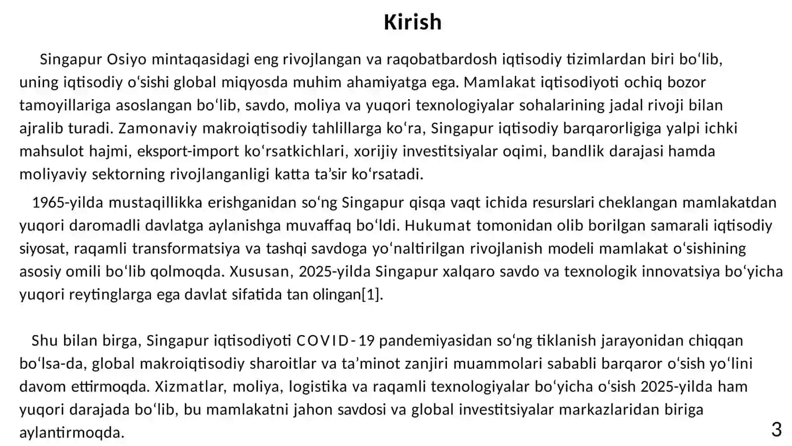 Singapur iqtisodiyoti va emperik tahlili 3