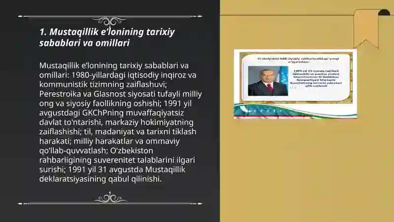 Mustaqil Oʻzbekiston Respublikasining Tashkil Topishi 3