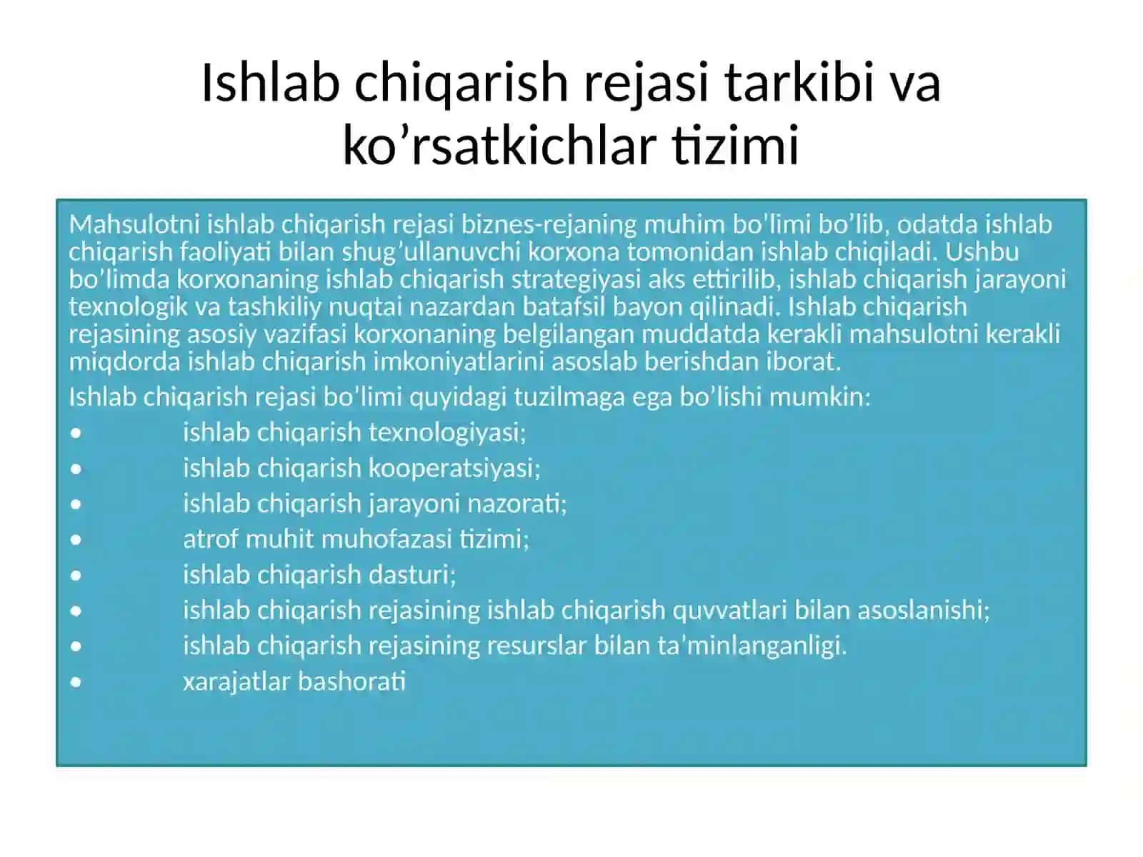 Ishlabchiqarish rejasasi 3