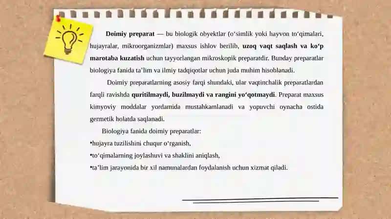 Doimiy preparate tayorlash texnikasi. 3