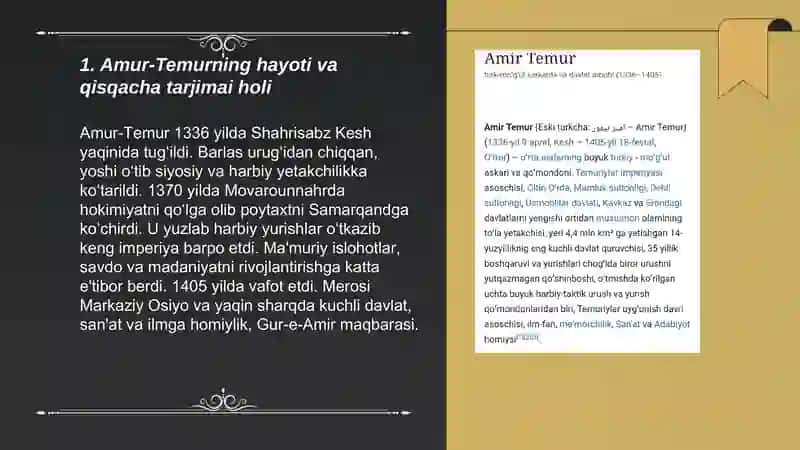 Amur-Temur buyuk davlat arbobi haqida taqdimot 3