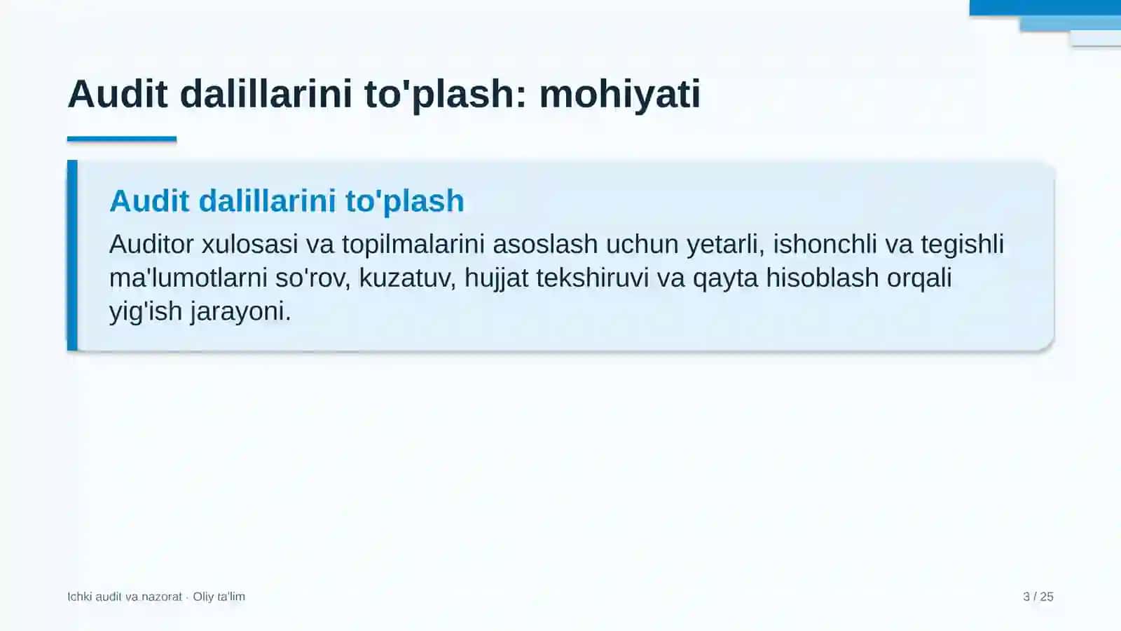 Atom energetikasida audit dalillarini to'plash 3