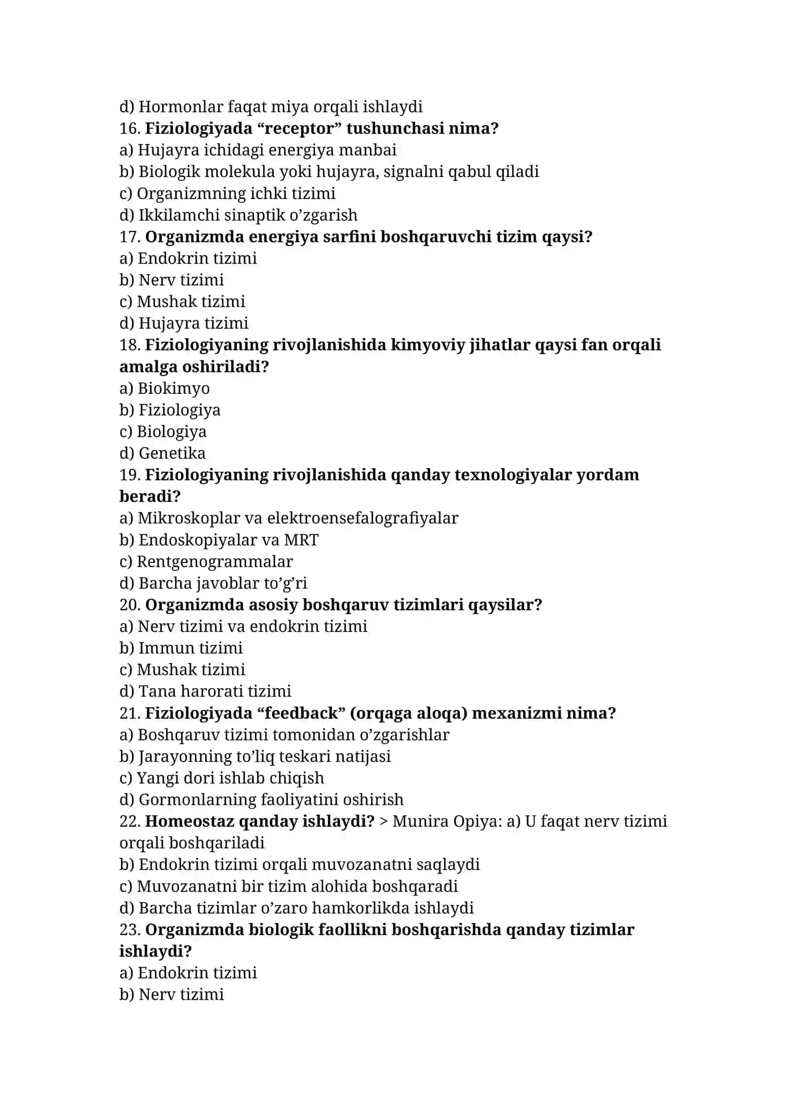 Fiziologiya fanining asosiy maqsadi nima? 3