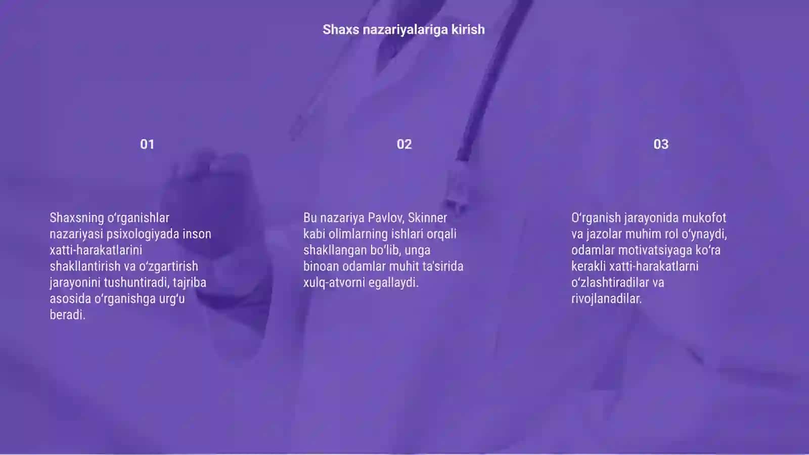 Psixologiyada shaxsning oʻrganishlar nazariyasi 3