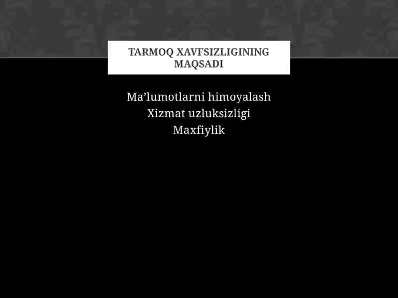 Tarmoq xavfsizligi 3