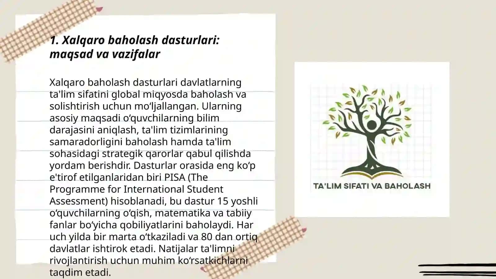 Xalqaro baholash dasturlari: maqsad va vazifalar 3