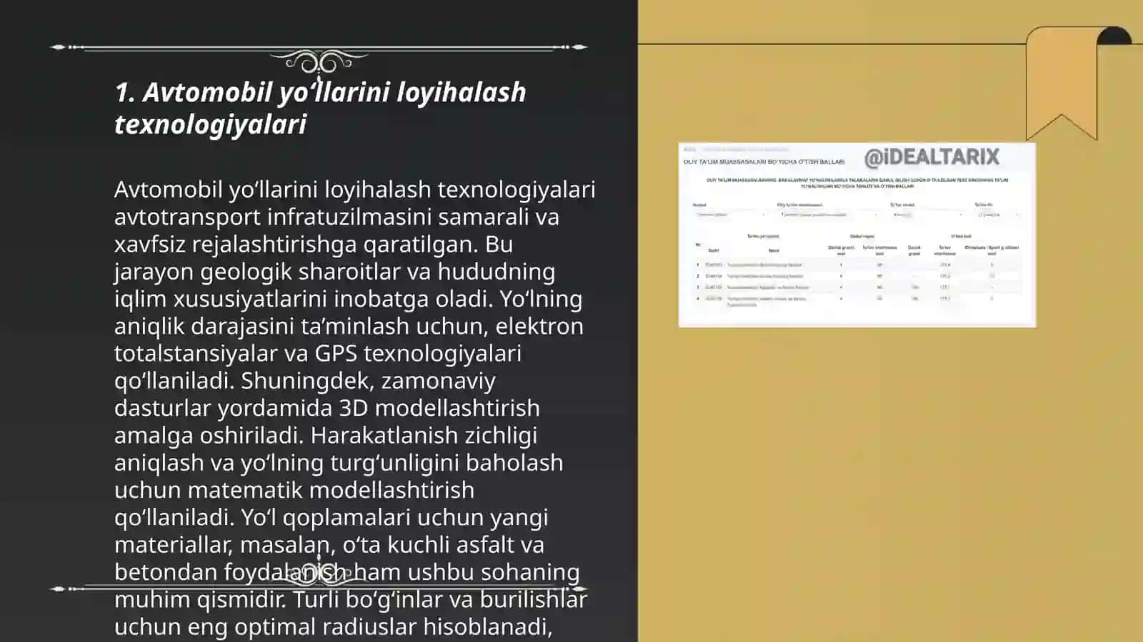 Avtomobil yoʻllarini loyihalash texnologiyalari 3
