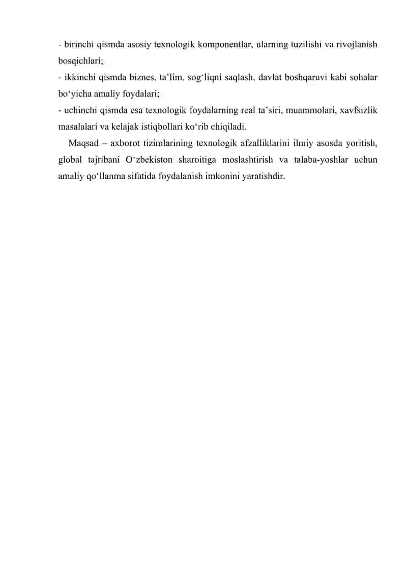 Axborot tizimining texnologik foydasi 3