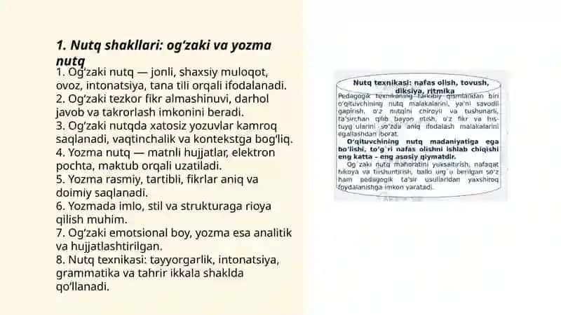 Nutq shakllari, nutq texnikasi 3