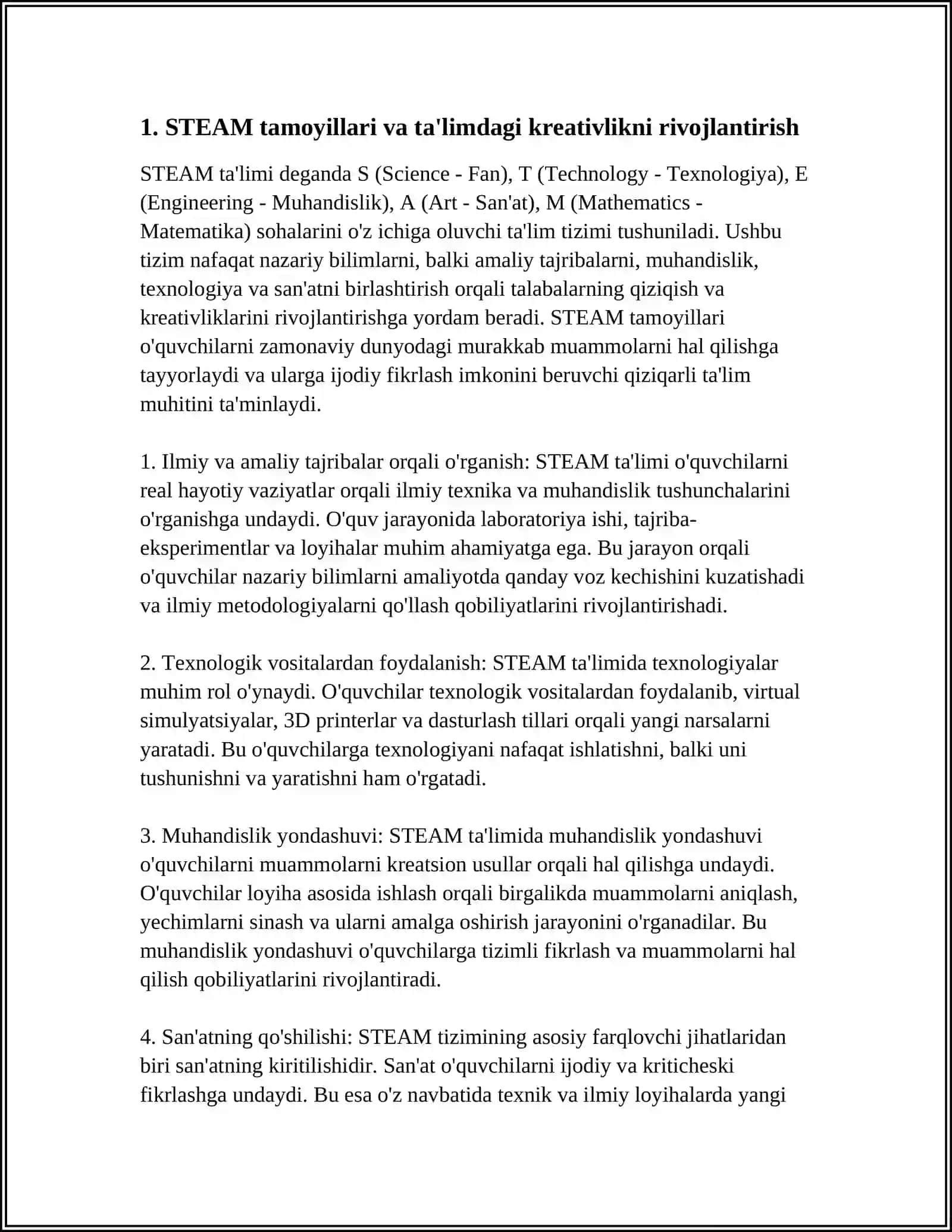 TA'LIMDA STEAM TIZIMI KREATIVLIK 3