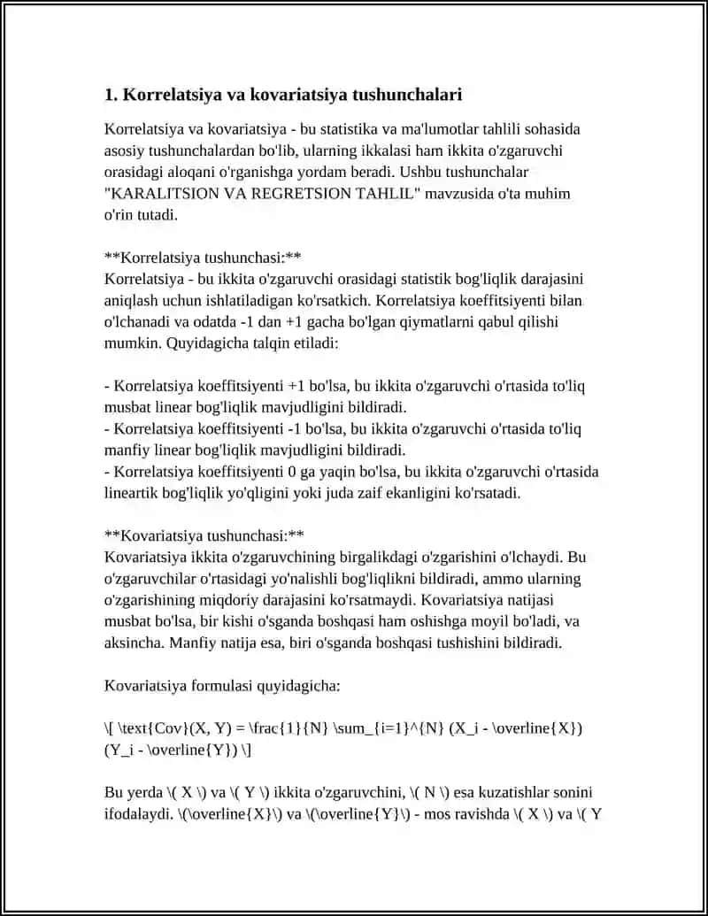 KARALITSION VA REGRETSION TAHLIL 3