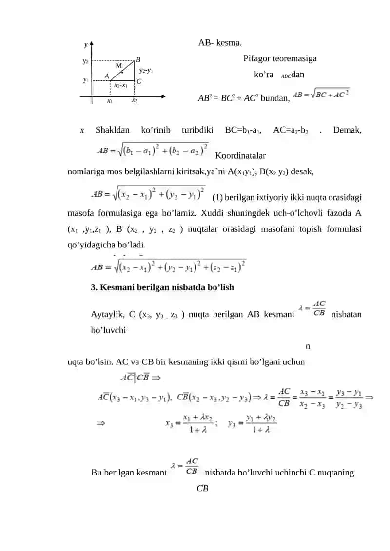 Tekislikda analatik geometriya va uning sodda masalalari 3