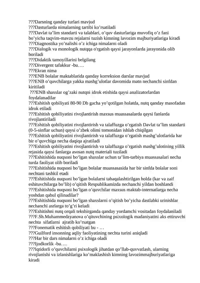 PROFESSIONAL ACTIVITY OF TEACHERS OF SPECIAL SCHOOLS" TESTLAR? 3