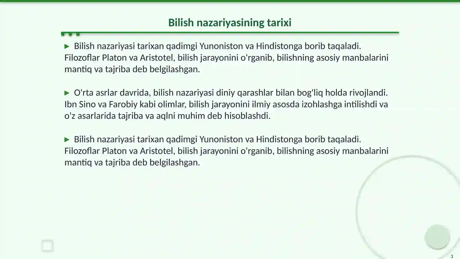 Bilish Nazariyasi 3