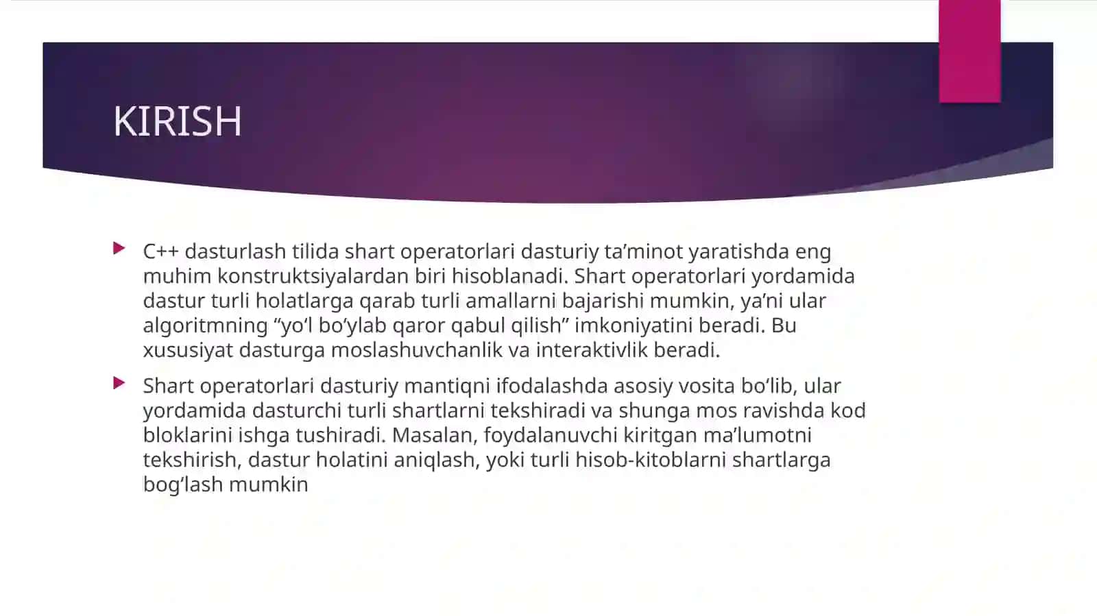 C++ dasturlashtilida shart operatorlari 3