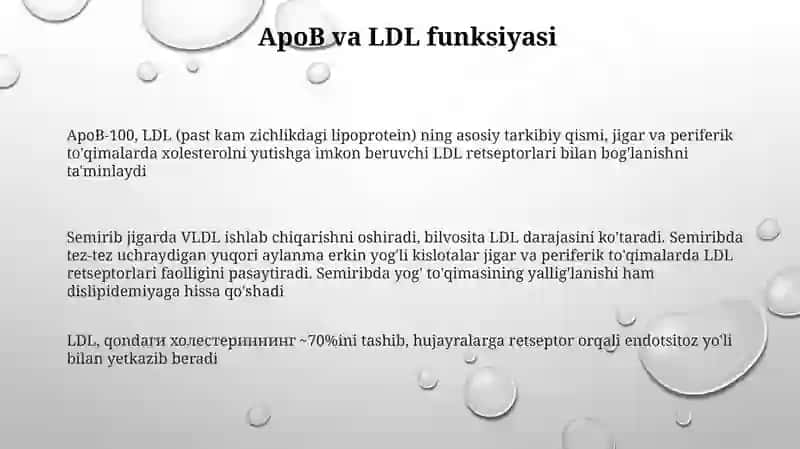 Xolesterin tashishda qatnashuvchi apo oqsillar 3
