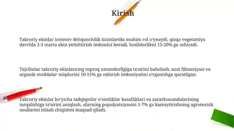 Takroriy ekinlar 3