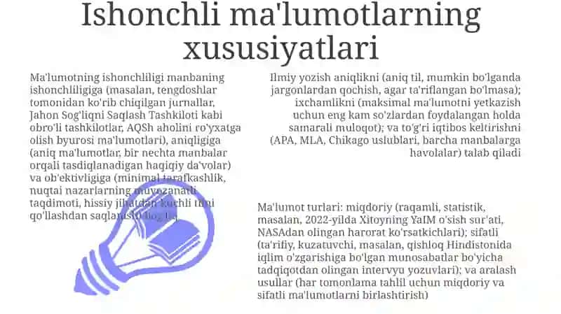 Akademik yozuv va axborot. Axborotning turlari va xususiyatlari 3