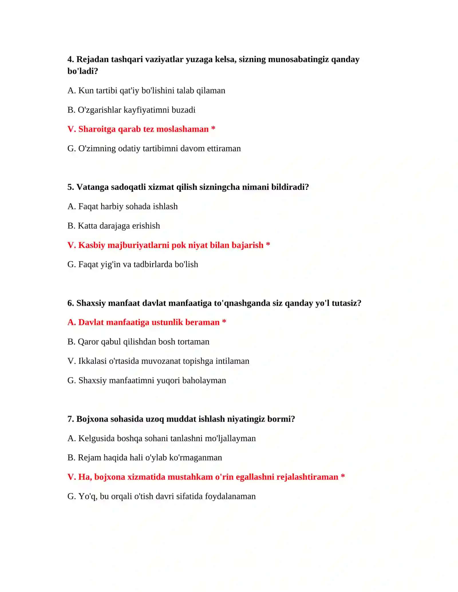 Bojxona tariflari testlari 3