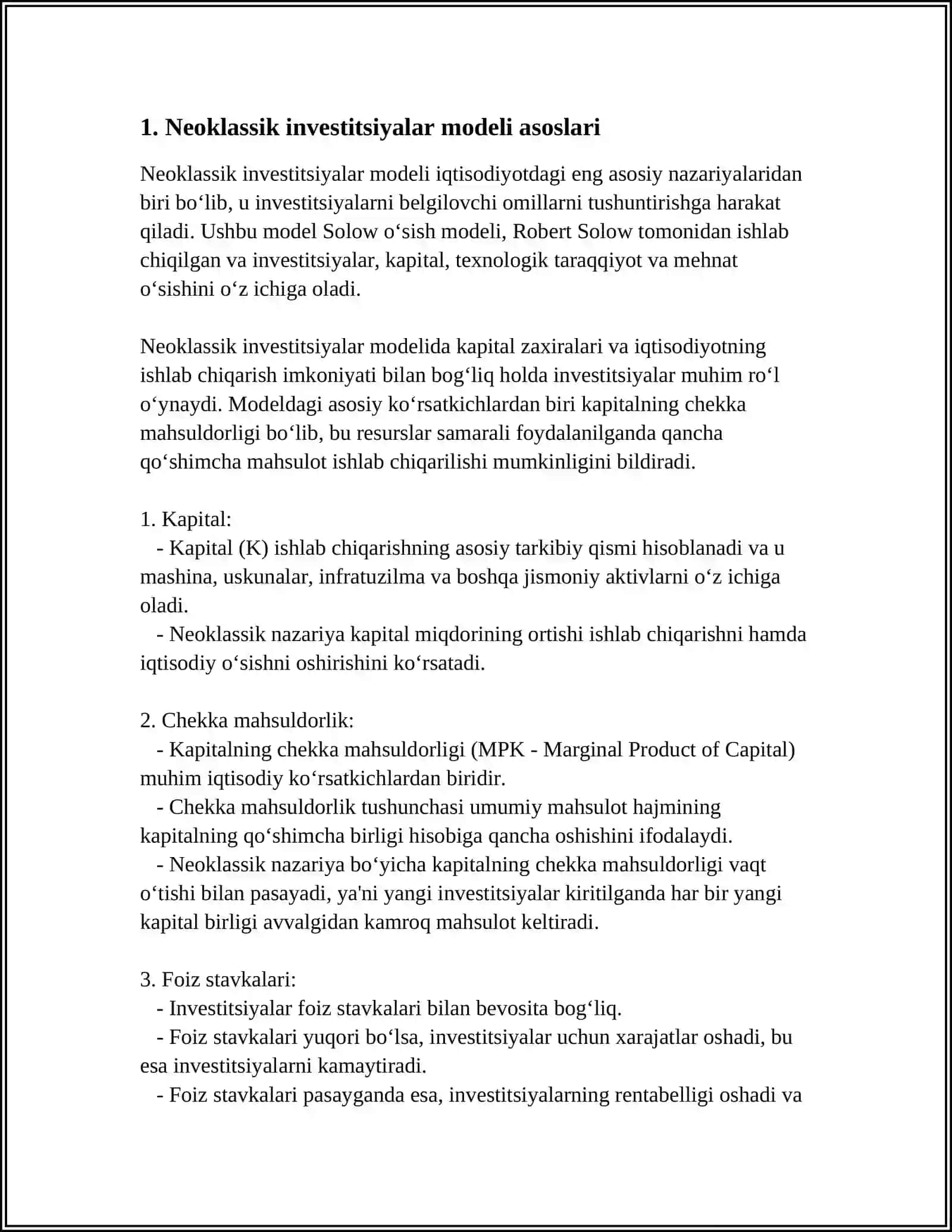 INVESTITSIYALARNING NEOKLASSIK MODELI 3