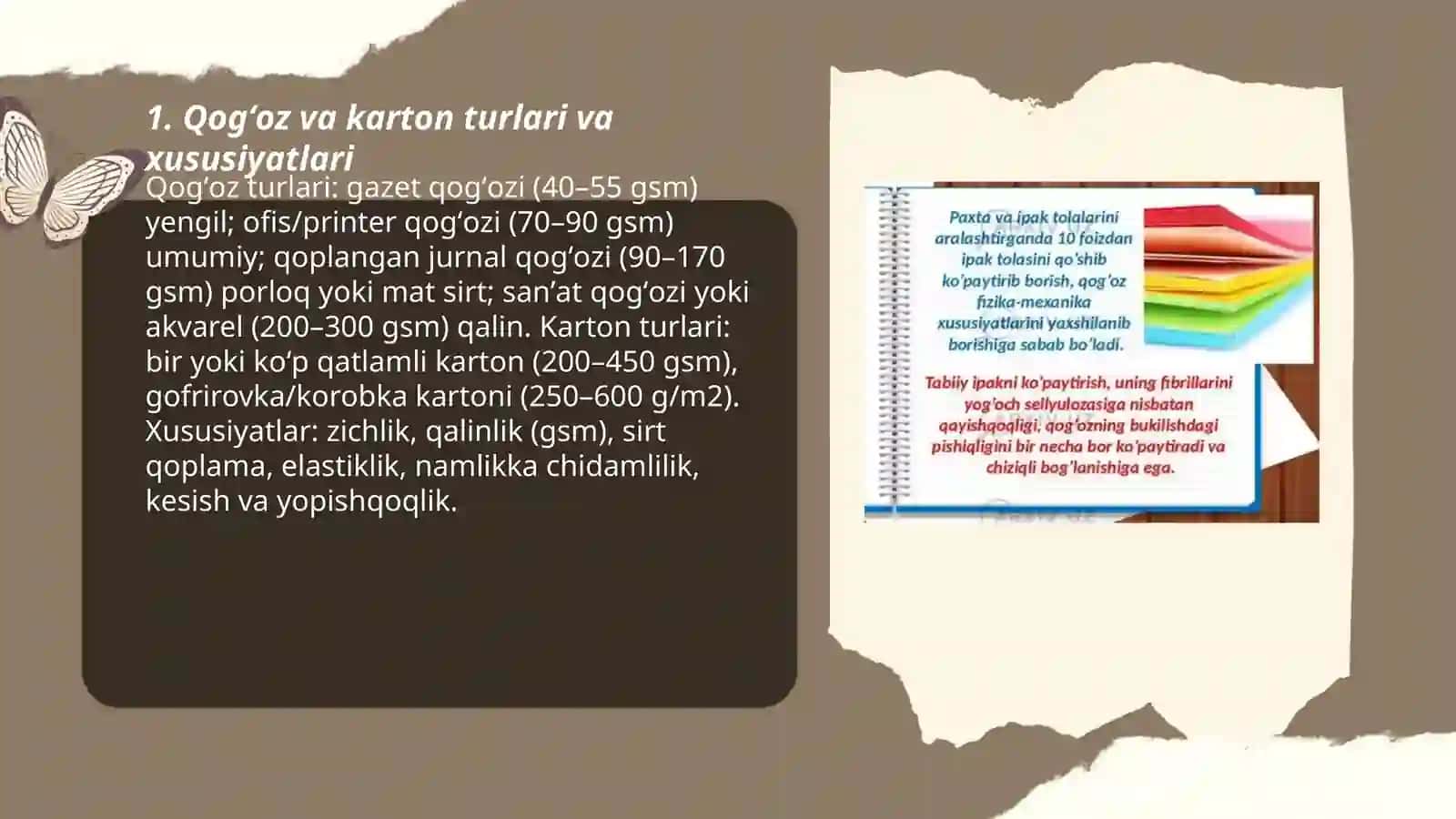 Qogʻoz va karton bilan ishlash darslarining mazmuni 3