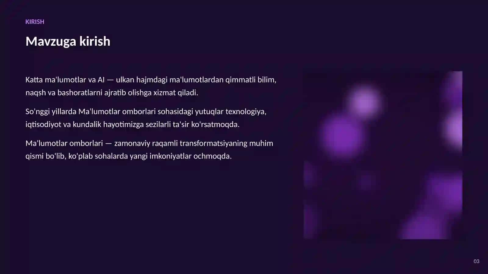 SUN'IY INTELLEKT • AI VA KATTA MA'LUMOTLAR 3
