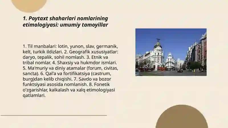Yevropaning poytaxt shaharlari toponimikasi 3