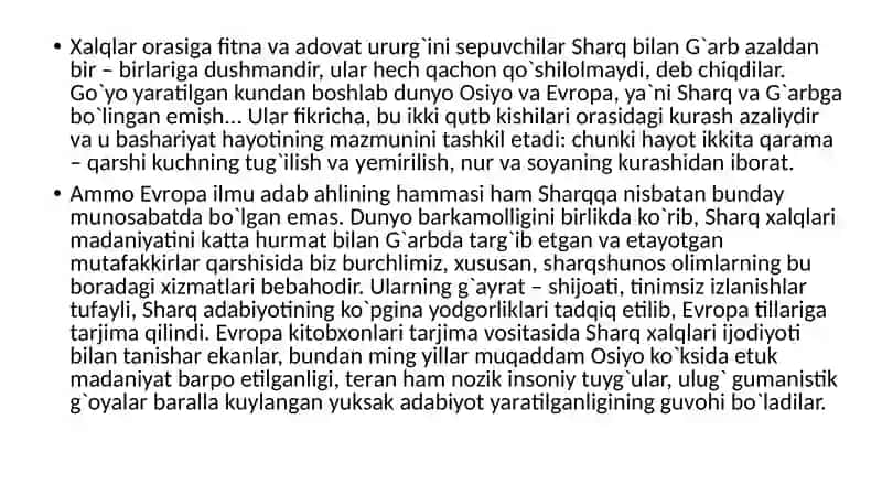 Sharqva G‘arb hozirgi adabiy jarayoni 3
