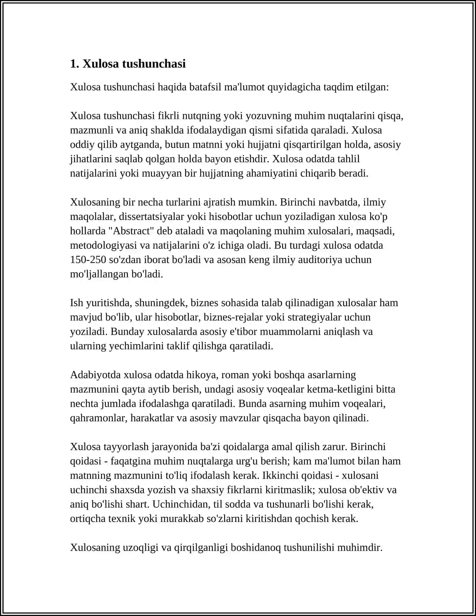 Xulosa tushunchasi 3