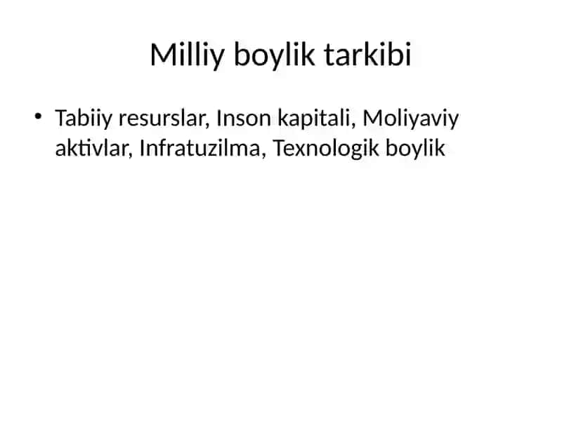 milliy boylik statistikasi taqdimot 3